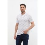 Markapia Man Erkek Polo Yaka Ağaç Desenli %100 Pamuk Tişört - Beyaz