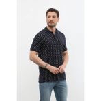 Markapia Man Erkek Polo Yaka Marin Desenli %100 Pamuk Tişört - Lacivert - 2XL
