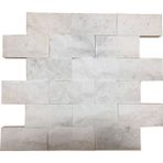 Markataş 5X10Cm White Mermer Doğal Taş Patlatma Taş Mozaik Duvar Kaplaması