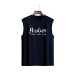 MARKATEM POSETIVE BASKILI RAHAT KESİM PAMUKLU OVERSİZE 0 KOL KOLSUZ T-SHİRT