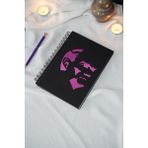 Markcat Mustafa Kemal Atatürk Siyah Ahşap Kapaklı Defter - A5 Spiralli Çizgisiz Defter