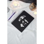 Markcat Mustafa Kemal Atatürk Siyah Ahşap Kapaklı Defter - Spiralli Günlük - Çizgisiz Defter - A5 Notebook