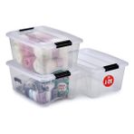 MarkEntegra , 3'lü Set Istiflenebilir Saklama Kutusu, Klik Kilitli – New Top Box Ntb-15 – Plastik, Şeffaf, 3 x 15 L, U 39,5 x G 29 x Y 18,6 cm