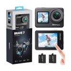 MarkEntegra Akaso Brave 7 Aksiyon Kamerası, Ipx8 Su Geçirmez Yerel 4K 20MP Wifi Cam Dokunmatik Ekranlı Eıs 2.0 Yakınlaştırma Desteği Harici Krofon Ses Kontrolü Vlog Kamerası - Gri