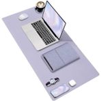 MarkEntegra Black Deer Pu Deri Mouse Pad Dikişli Kenar Dayanıklı Büyük Boy Çift Yönlü Kullanım Ofis Masa Matı Sümen(Lila, 90X40 Xl) - Ahşap