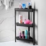 MarkEntegra Deconox 3 Katlı Üçgen Köşe Rafı | Banyo, Mutfak ve Kiler Için Yer Tasarruflu Organizer | Çok Amaçlı Raf Ünitesi | 3 Farklı Renk Seçeneği | (33X71X33CM) (Siyah) - 41 Delft Blue