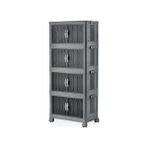MarkEntegra Deconox 4 Kat Portatif Organizer Tekerlekli Çok Amaçlı Katlanabilir Dolap, Kapaklı Düzenleyici Raf Mutfak, Banyo, Çocuk Odası, Garaj ve Ardiye Için Toparlayıcı Ünite, Stop Tekerlekli (Antrasit)
