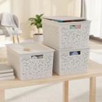 MarkEntegra Deconox Seul Çok Amaçlı Kapaklı Saklama Kutusu - Şık ve Dekoratif Dolap Içi Organizer Düzenleyici (4 L / 12 L / 20 L Boy Seçenekli) 3 Renk (Beyaz, 20 Litre)