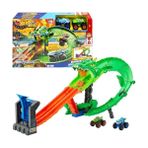 MarkEntegra Hot Wheels Monster Trucks Köpek Balığı ve Dinozor Korkunç Ejderhaya Karşı Oyun Seti, Sayborg Düşmanı Yenmek Için Yarışan 1:64 Ölçekli Köpek Balığı ile Dinozor, JFR06