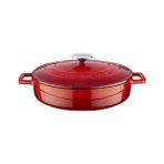 MarkEntegra Lava Metal Döküm Çok Amaçlı Yayvan Tencere, Trendy, 28 Cm, 3.51 L Hacim, Kırmızı