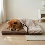MarkEntegra Pure Comfort, Çıkarılabilir Peluş Battaniyeli, Su Geçirmez Iç Alezli, 4 Mevsim Kedi ve Köpek Yatağı (Kahverengi, Medium)