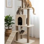 MarkEntegra Reyo Pet B-07 Hamaklı Yuvalı Lüx Kedi Tırmalama Oyun Evi Beyaz