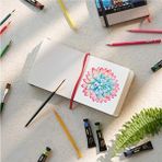 MarkEntegra Suluboya Eskiz Defteri, 3'lü Paket, Her Biri 88 Sayfa, 13,5 x 12,5 Cm, Bej Suluboya Kitabı, Ciltli Kapak 110LBS/230 Gsm Suluboya Defter - 41 Delft Blue
