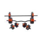 MarkEntegra Tan Spor 50 (150 Cm) Düz Bar + Z Bar Dambıl Dumbell Ağırlık Halter Full Set Kırmızı Kapaklı