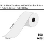 Marketix 56x16 Metre Beyaz Termal Kredi Kartı ve Yazarkasa Pos Rulosu 100 Adet - 100'lü Koli