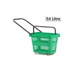 Marketix Tekerlekli Plastik Market Alışveriş El Sepeti 54 Litre Yeşil