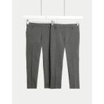 Marks & Spencer 2'li Erkek Çocuk Slim Fit Esnek Okul Pantolonu (2-18 Yaş) - Gri - -- - 11 - 12 Yaş