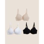 Marks & Spencer 3'lü Pamuklu Push Up T-Shirt Sütyeni - 80B - Krem