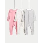 Marks & Spencer 3'lü Saf Pamuklu Uyku Tulumu (0-3 Yaş) - Pembe Mix - 9 - 12 Ay