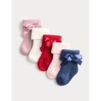 Marks & Spencer 5’li Pamuk Karışımlı Fiyonk Detaylı Bebek Çorap Seti (0-3 Yaş) - 6 - 12 Ay - Multi Renk