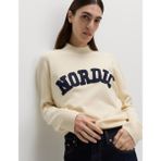 Marks & Spencer Air Yarn Nakışlı Bisiklet Yaka Kazak - Krem