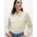 Marks & Spencer Crop Dokulu Yaka Gömlek - 46/REG - Sarı