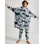Marks & Spencer Kamuflaj Desenli Polar Kapüşonlu Oversize Hoodie (3-16 Yaş) - Gri - 11 - 12 Yaş