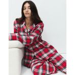 Marks & Spencer Pamuklu Kareli Pijama Takımı - Kırmızı - 44/SHT