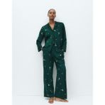 Marks & Spencer Saten Kokteyl Desenli Pijama Takımı - Yeşil - 42