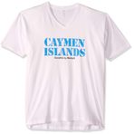 Marky G Apparel Cayman Adaları Baskılı Birinci Sınıf Üstler Dar Kesim Süet Kısa Kollu V Yaka Tişört, Cayman Islands/White, S