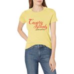 Marky G Apparel Kadın Günlük Kısa Kollu Bisiklet Yaka Üst Dar Kesim Kanarya Adaları Baskılı Tişört, Yellow, S