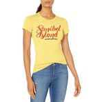 Marky G Apparel Kadın Günlük Kısa Kollu Bisiklet Yaka Üst Dar Kesim Sanibel Adası Baskılı Tişört, Yellow, XXL