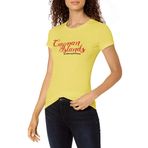 Marky G Apparel Kadın Günlük Kısa Kollu Bisiklet Yaka Üst Dar Kesim Tişört Cayman Adaları Baskılı, Yellow, XXL