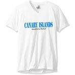 Marky G Apparel Kanarya Adaları Baskılı Premium Üstler Dar Kesim Süet Kısa Kollu V Yaka Tişört, Kanarya Adaları/Beyaz, XS