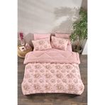 MARLA HOME Çift Kişilik Welsoft Yorgan Uyku Seti | Lastikli Çarşaflı | Pudra Rose