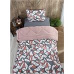 Marla Home Geometrik Desen Tek Kişilik Uyku Seti Pamuk Kumaş 155 x 215 cm Renkli Silikon Elyaf - Pembe