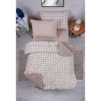 Marla Home Line Desen Premium Welsoft Pamuklu Çift Taraflı Pofuduk Tek Kişilik Uyku Seti - Bej