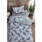 MARLA HOME Palm Gri Desenli Tek Kişilik Çift Taraflı Welsoft Yorgan Seti Wellsoft Battaniye Pofuduk Yumuşak Yo