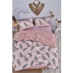 MARLA HOME Palm Pembe Desenli Çift Kişilik Çift Taraflı Welsoft Yorgan Seti Wellsoft Battaniye Pofuduk Yumuşak