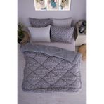 Marla Home Premium Pamuklu Star Desen Çift Taraflı Pofuduk Çift Kişilik Uyku Seti 155 x 215 cm Gri