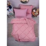 Marla Home Star Baklava Desen Pamuklu Çift Taraflı Pofuduk Tek Kişilik Uyku Seti - Pembe