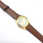 Marlas Retro Kadın Kol Saati, Vintage Tasarım, Klasik Tasarım, Altın / Gold Rengi, Minimal, Kayışlı - Açık Kahverengi