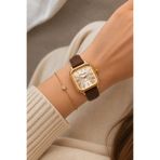 Marlas Retro Kadın Kol Saati, Vintage Tasarım, Minimal Tasarım, Gold Rengi, Koyu Kahve Kayış