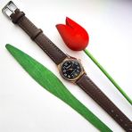 Marlas Retro Kadın Saati, Vintage Tasarım, Klasik, Rose Gold Rengi, Minimal, Koyu Kahverengi Kayış, Siyah Kadran