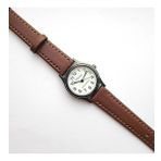 Marlas Retro Kadın Saati, Vintage Tasarım, Klasik, Siyah Kasa Rengi, Minimal Tasarım, Açık Kahverengi Kayış Kordon, Beyaz Kadran