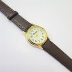 Marlas Retro Kadın Saati, Vintage Tasarım, Klasik Tasarım, Altın / Gold Rengi, Minimal, Kayışlı - Koyu Kahverengi