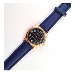 Marlas Vintage Kadın Kol Saati, Retro Tasarım, Yuvarlak, Rose Gold Kasa, Siyah Kadran, Mavi Deri Kordon, Kolay Kullanım