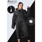 Marlux Unisex Su Rüzgar Geçirmez Kapüşonlu Beyaz Çıtçıt Düğme Eva Siyah Beyaz Yağmurluk 24MRLXYGM - Standart