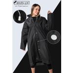 Marlux Unisex Su Rüzgar Geçirmez Kapüşonlu Beyaz Çıtçıt Düğme Eva Siyah Beyaz Yağmurluk 24MRLXYGM