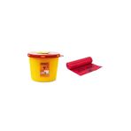 marmaranorm Tıbbi Atık Kovası Kutusu 5 Lt - 10 Adet Tıbbi Atık Torbası Poşeti 55cm X 60cm - 1 Rulo